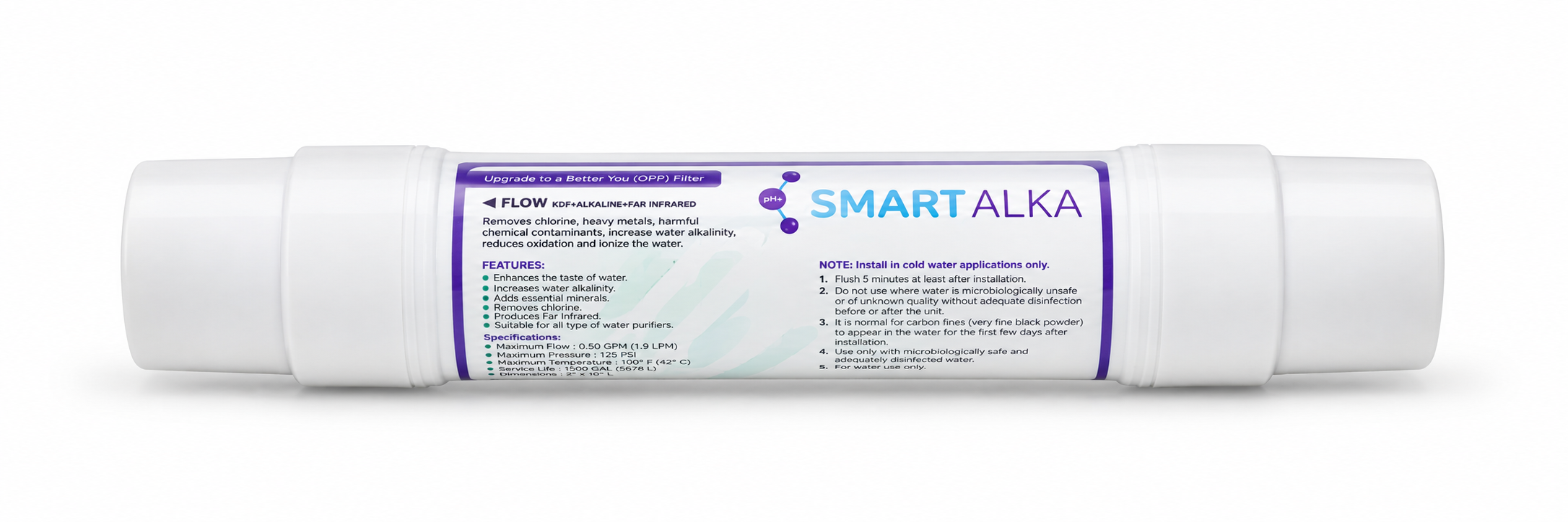 Smart Alka Filter Cartridge – KDF & Alkaline, 2" x 12"