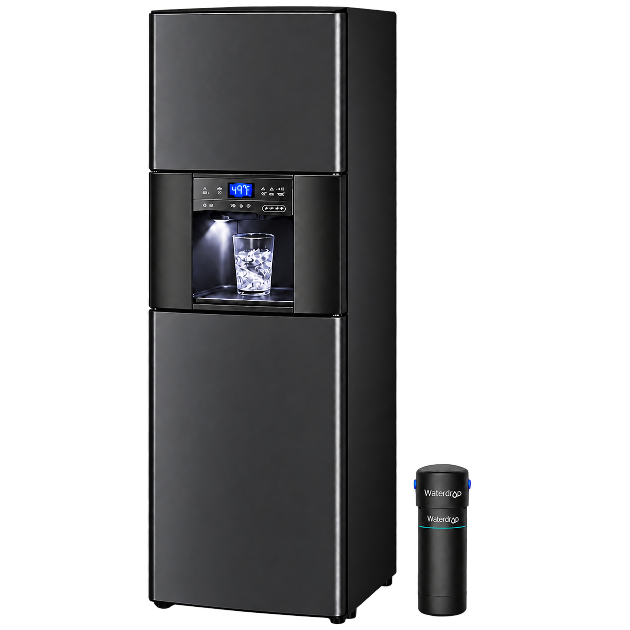 Black digital bottleless water cooler with Waterdrop 10UA filter