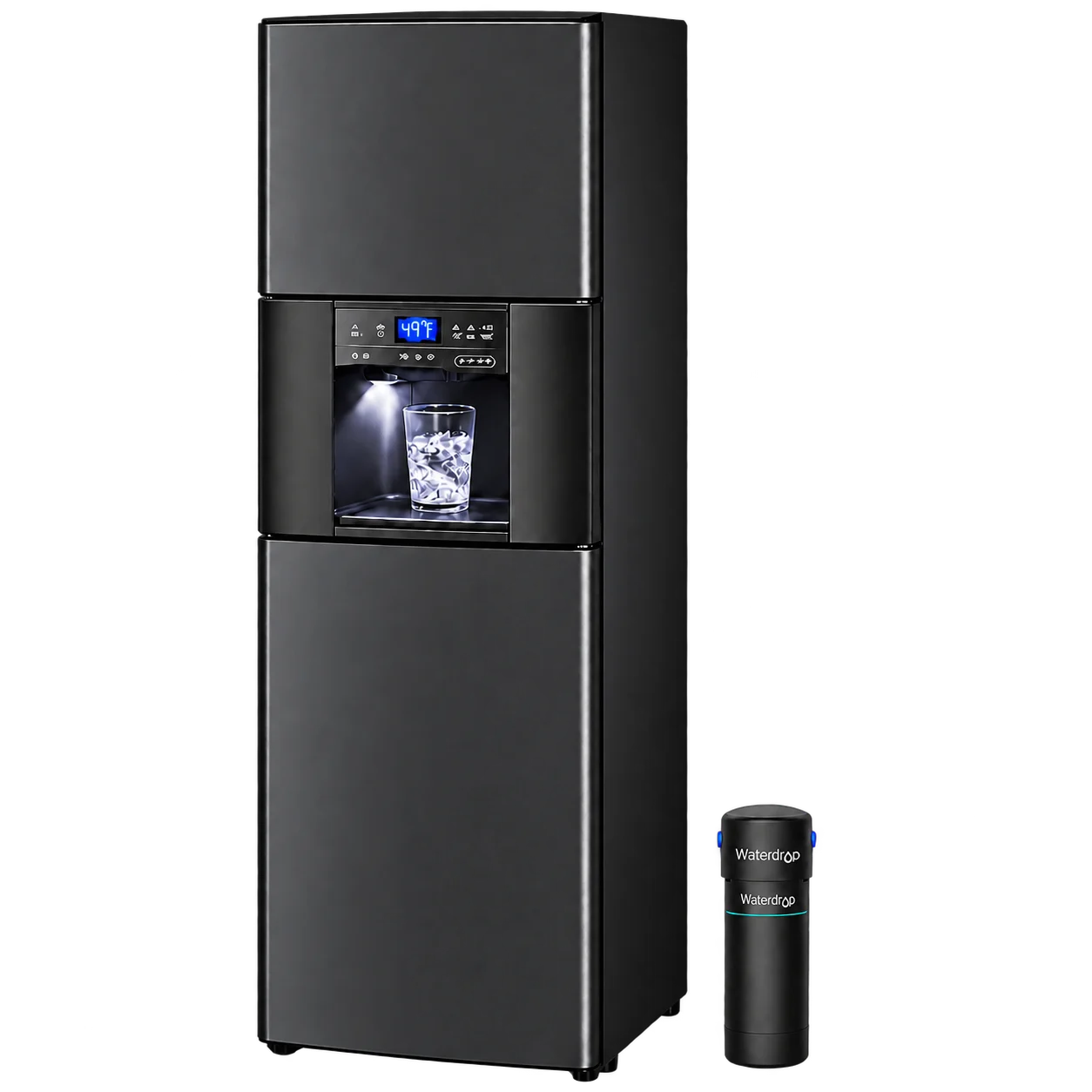 Black digital bottleless water cooler with Waterdrop 10UA filter