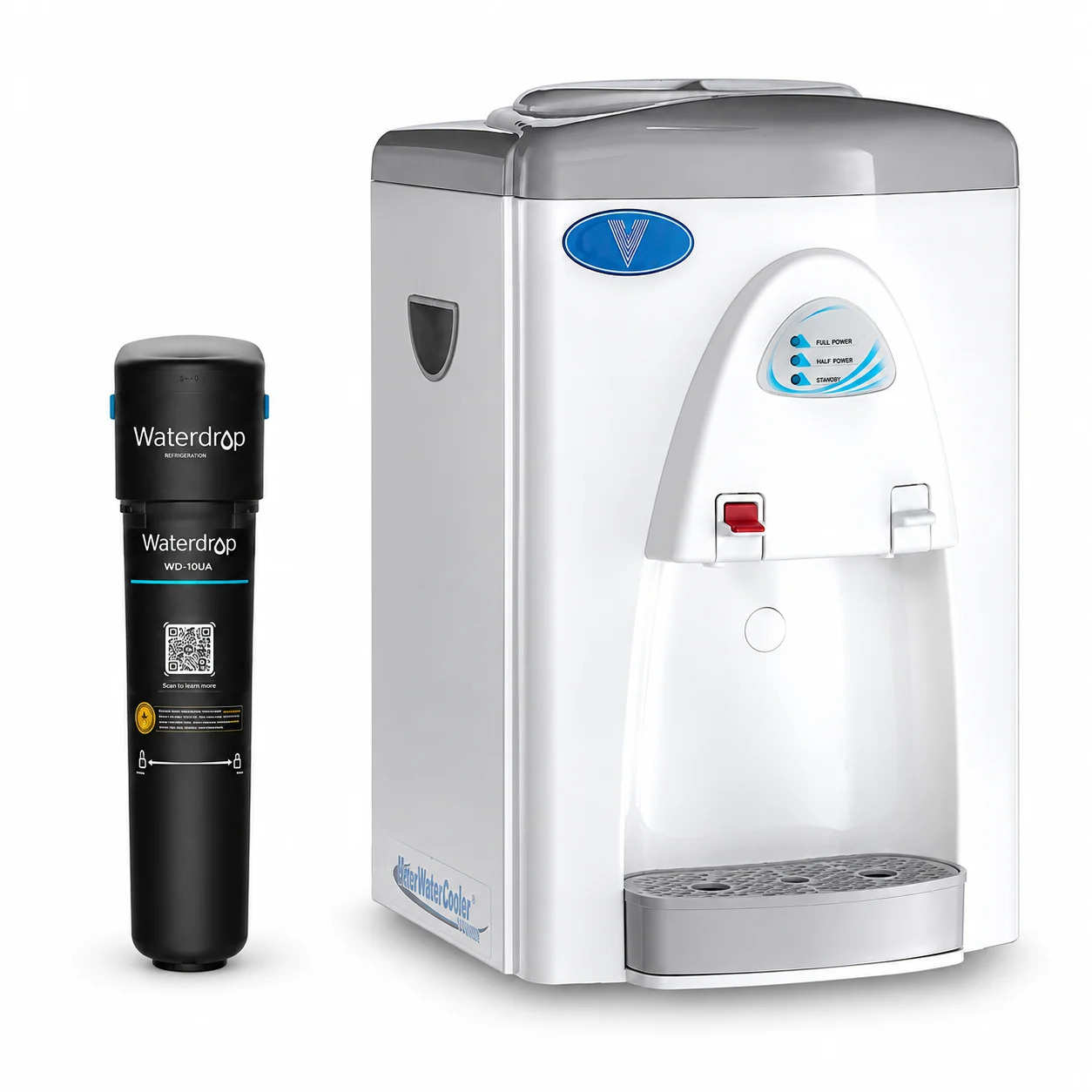 White IPWC-500 countertop cooler with Waterdrop 10UA filtration