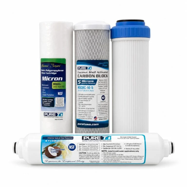 PureT four-filter GAC replacement set without a membrane or wrench on a white background